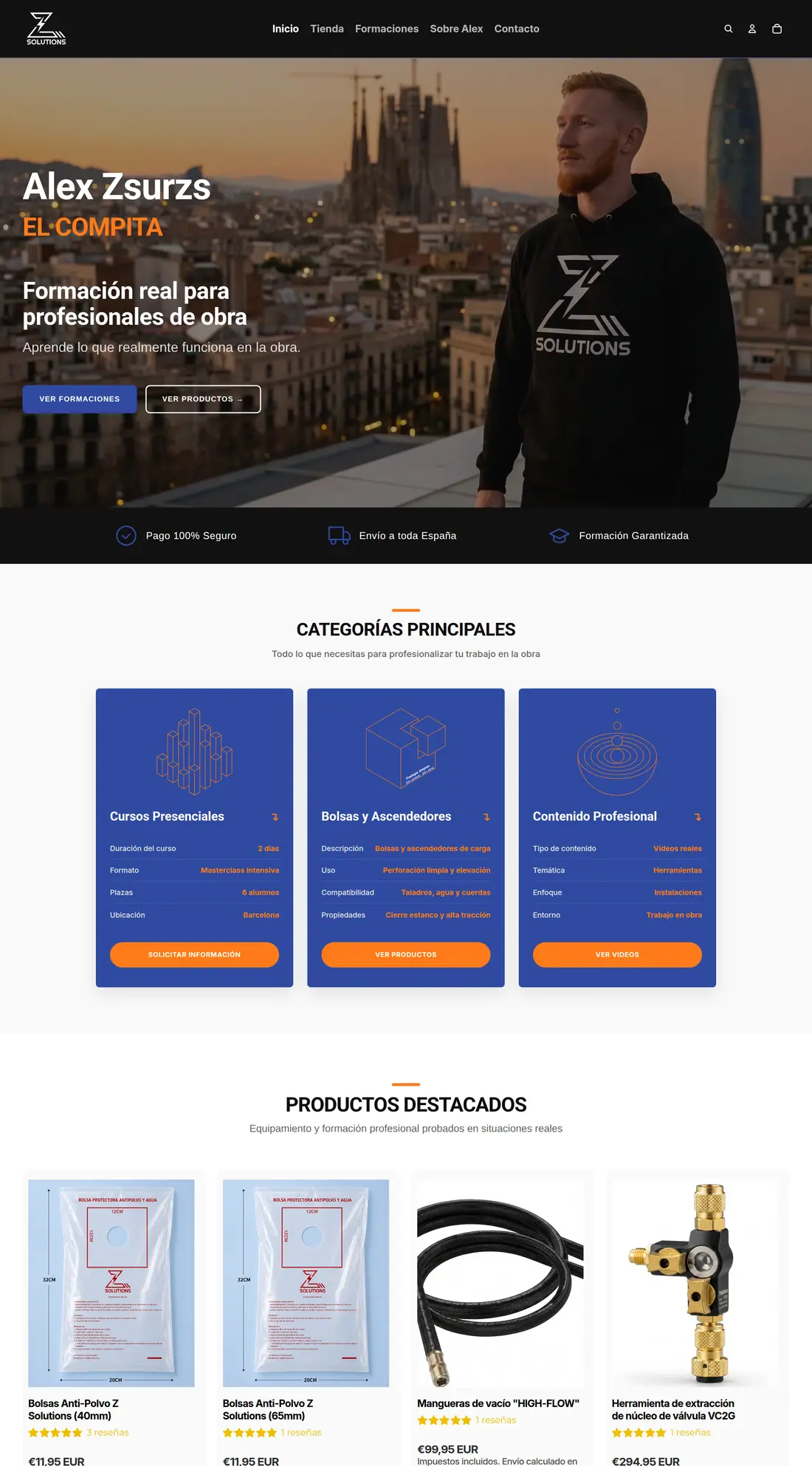 Captura de la web Alex Zsurzs · Z Solutions