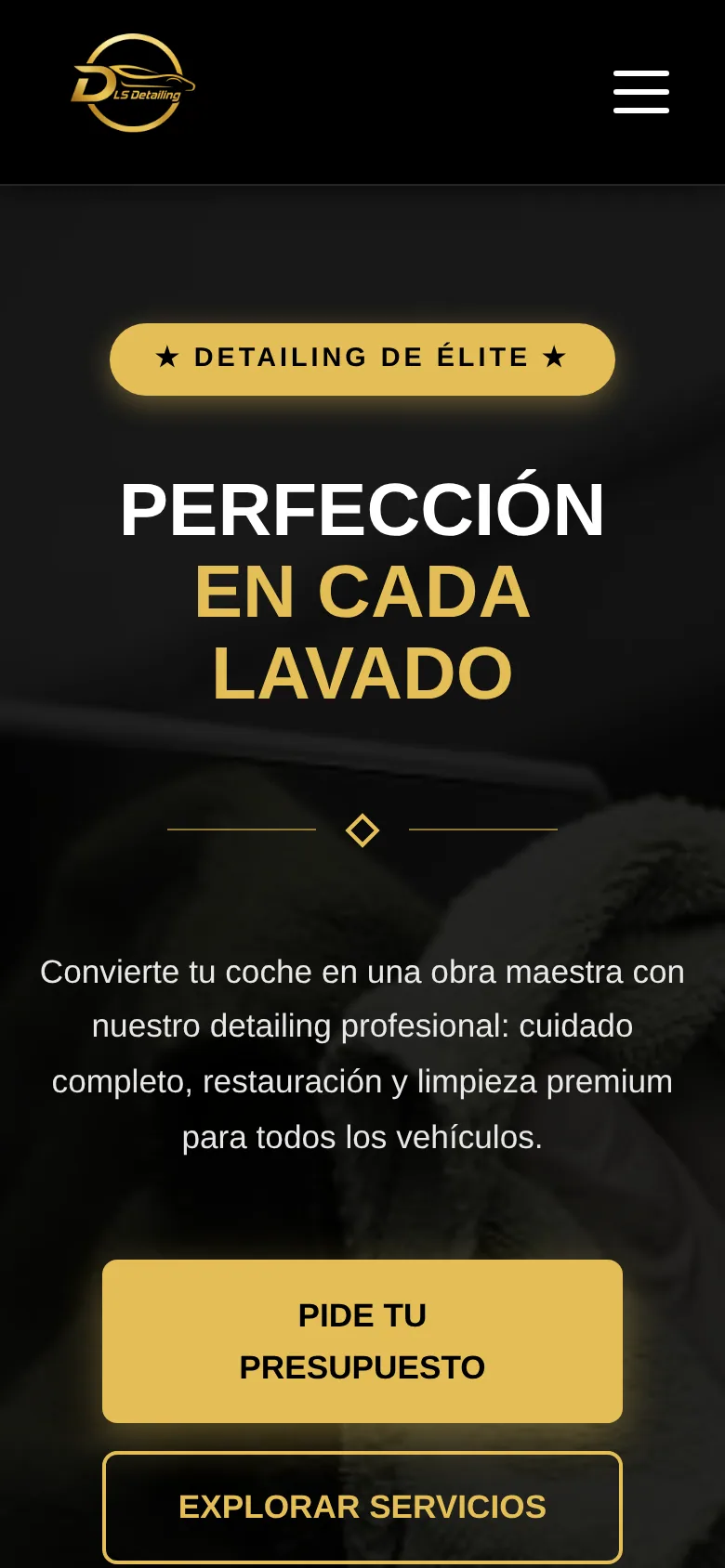Versión móvil de la web DLS Detailing