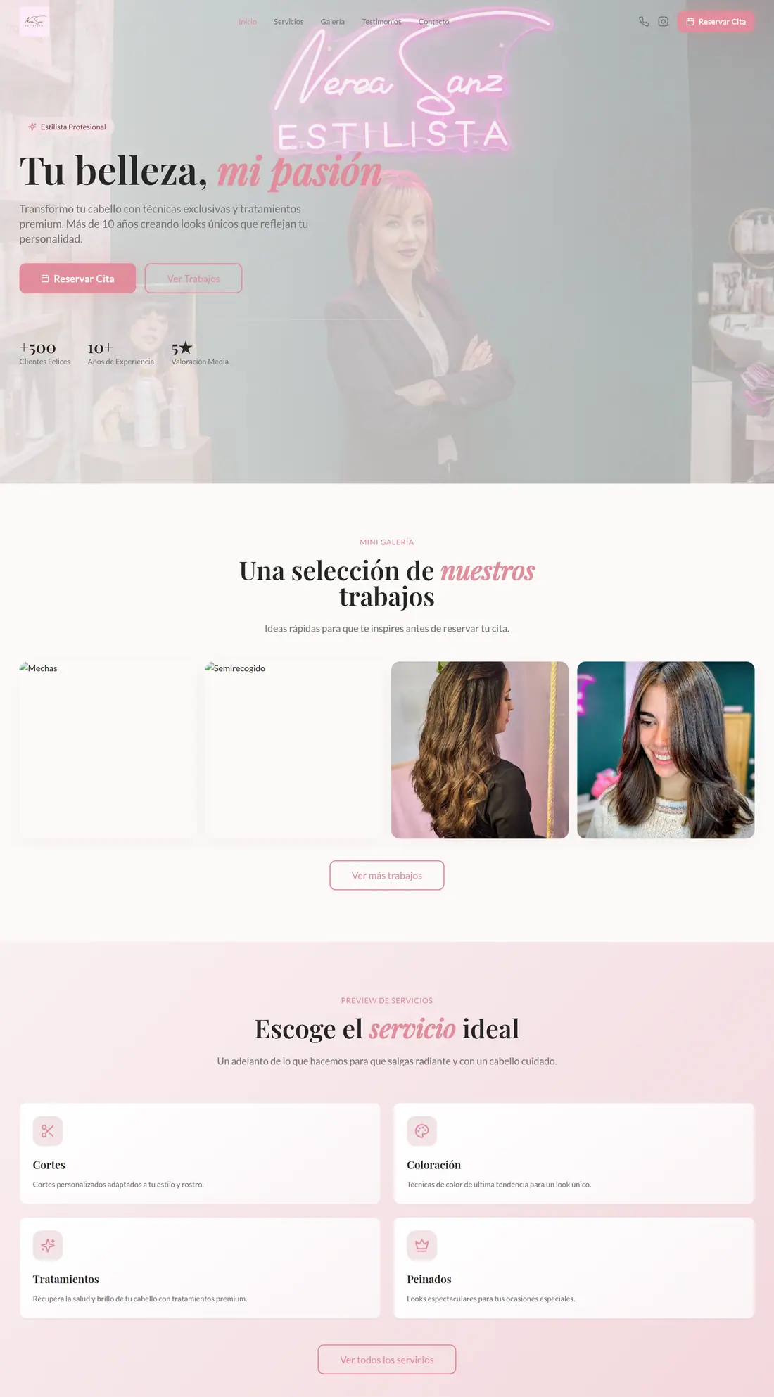 Captura de la web Nerea Sanz Estilista