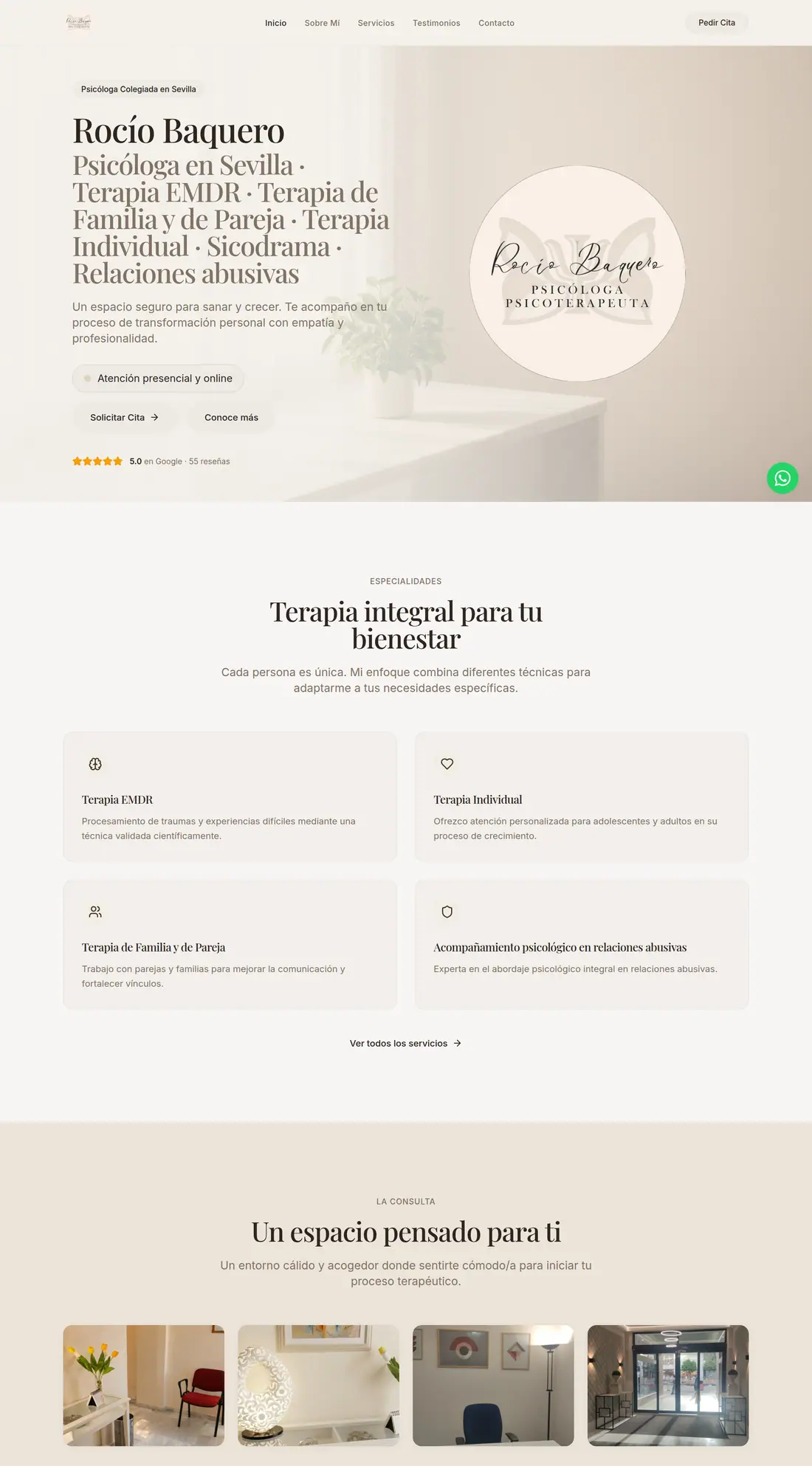 Captura de la web Rocío Baquero