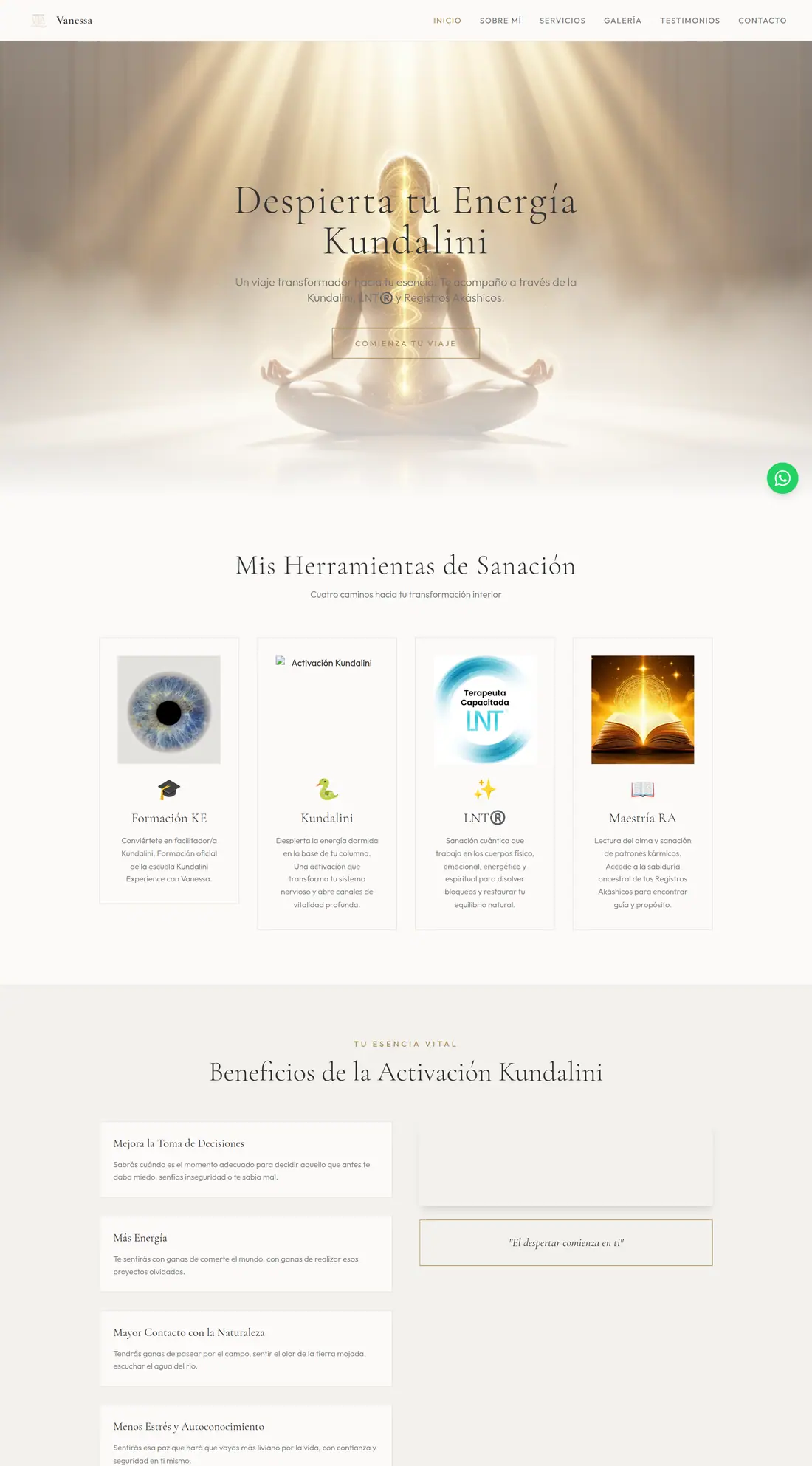 Captura de la web Vanessa Kundalini